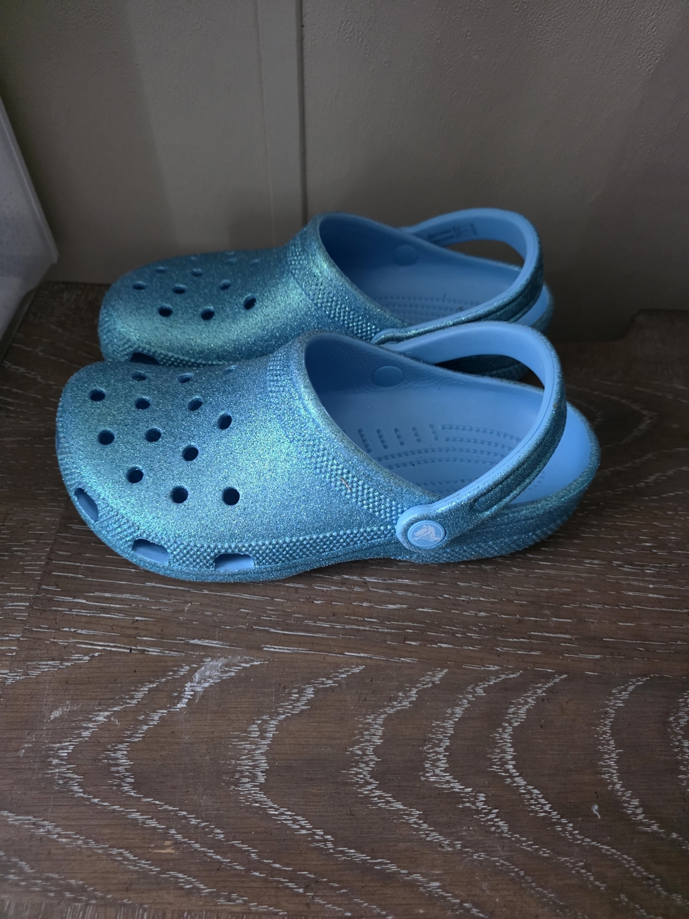 CROCS Sparkle/ Glitter Aqua Blue View 4
